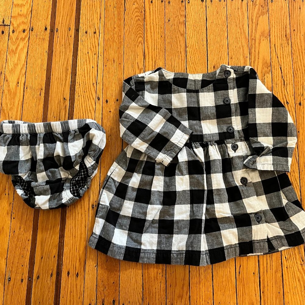 Tea Collection dress - black check plaid, 12-18 months